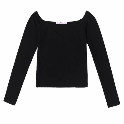 Картинка Топ длинный рукав стрейч рубчик открытые плечи от магазина LonnaMag