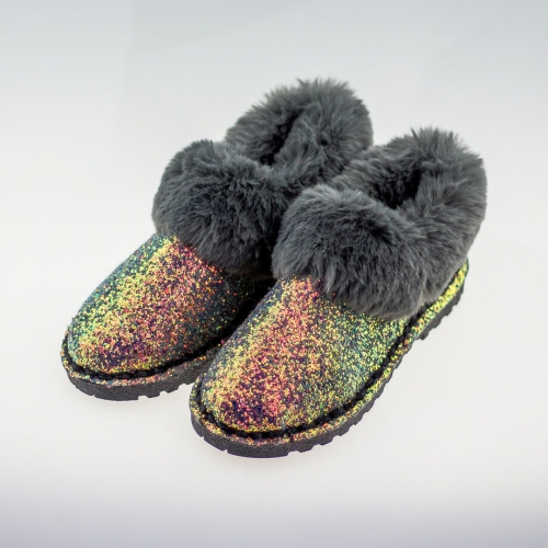 картинка Угги-ботинки короткие блестки сверху меховая оторочка от магазина LonnaMag