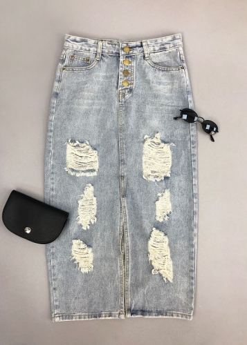 Картинка Юбка джинсовая миди с порезами от магазина LonnaMag