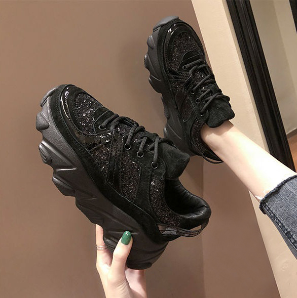 картинка Кроссовки массивная подошва блестящие и замшевые вставки от магазина LonnaMag