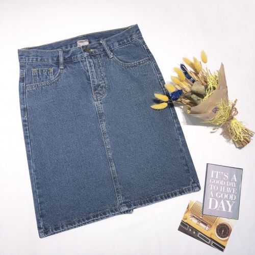 Картинка Юбка джинс прямая basic длина 50 см от магазина LonnaMag