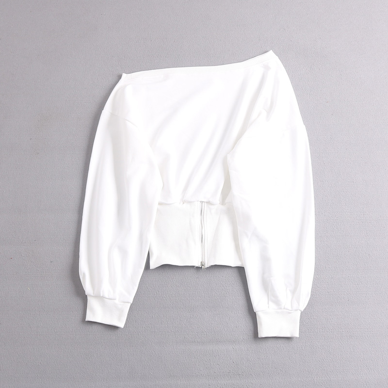 Картинка Свитшот на одно плечо снизу широкая резика с молнией от магазина LonnaMag