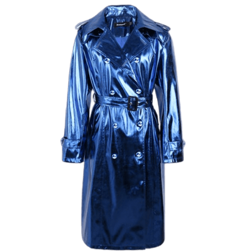 Картинка Тренч длинный блестящая эко кожа 8 пуговиц + пояс яркие цвета от магазина LonnaMag