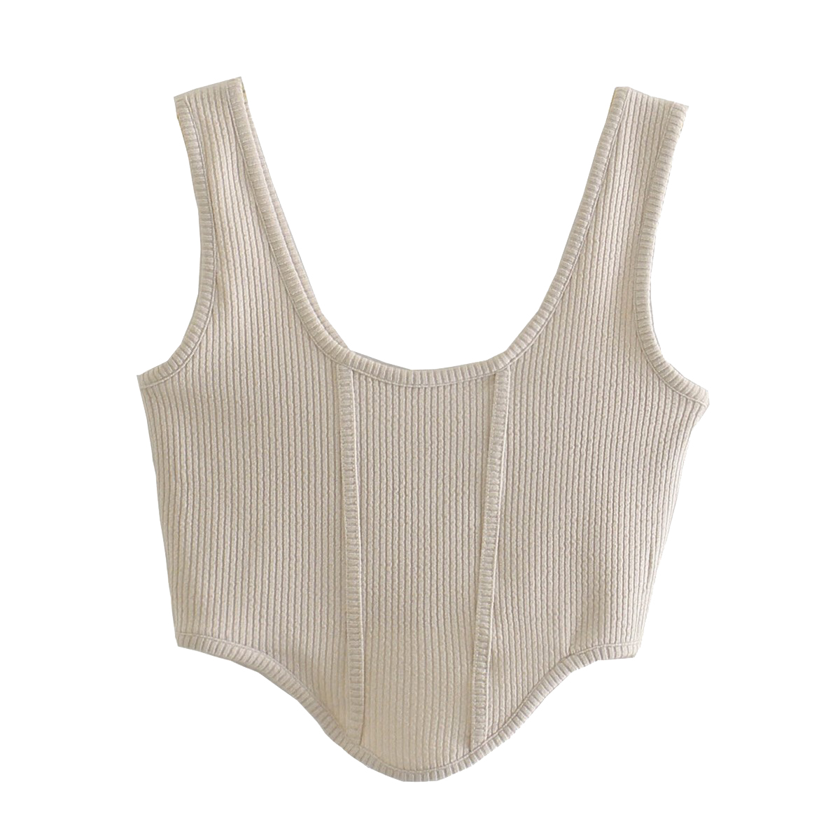 Картинка Топ в рубчик на лямках спереди удлинен два шва от магазина LonnaMag
