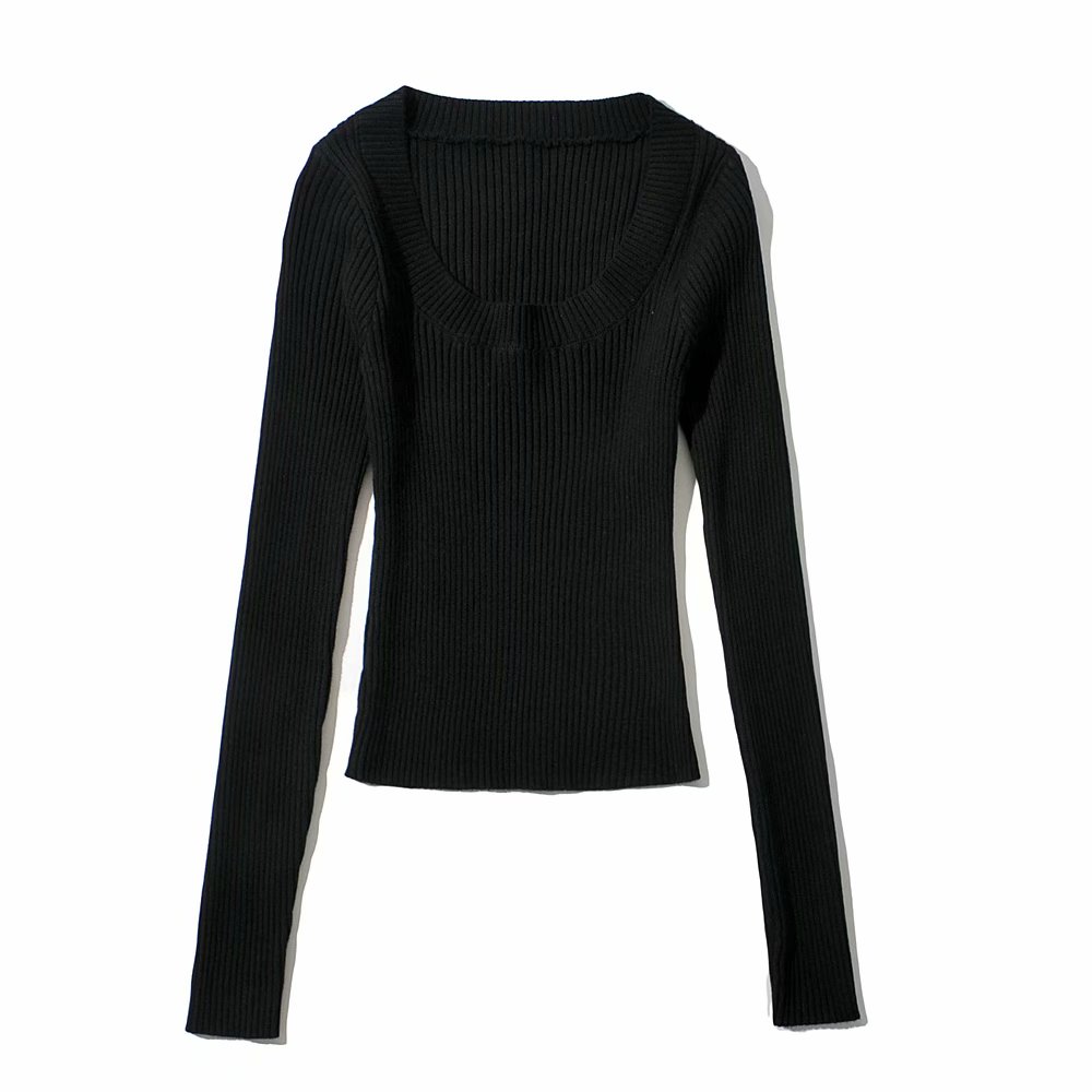 Картинка Джемпер трикотаж в рубчик круглый широкий вырез от магазина LonnaMag