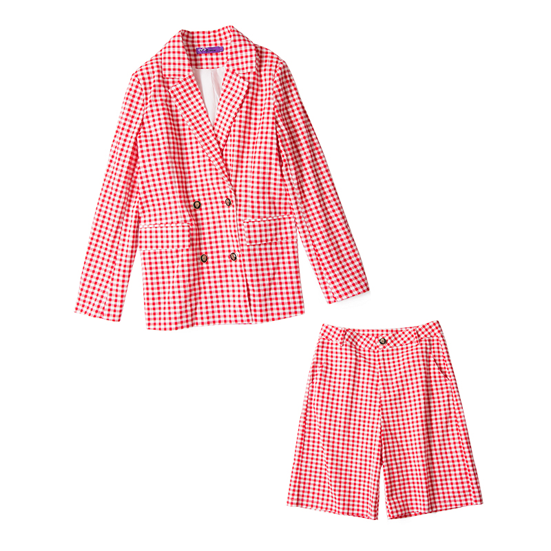 Картинка Костюм в мелкую клетку пиджак + шорты удлиненные от магазина LonnaMag