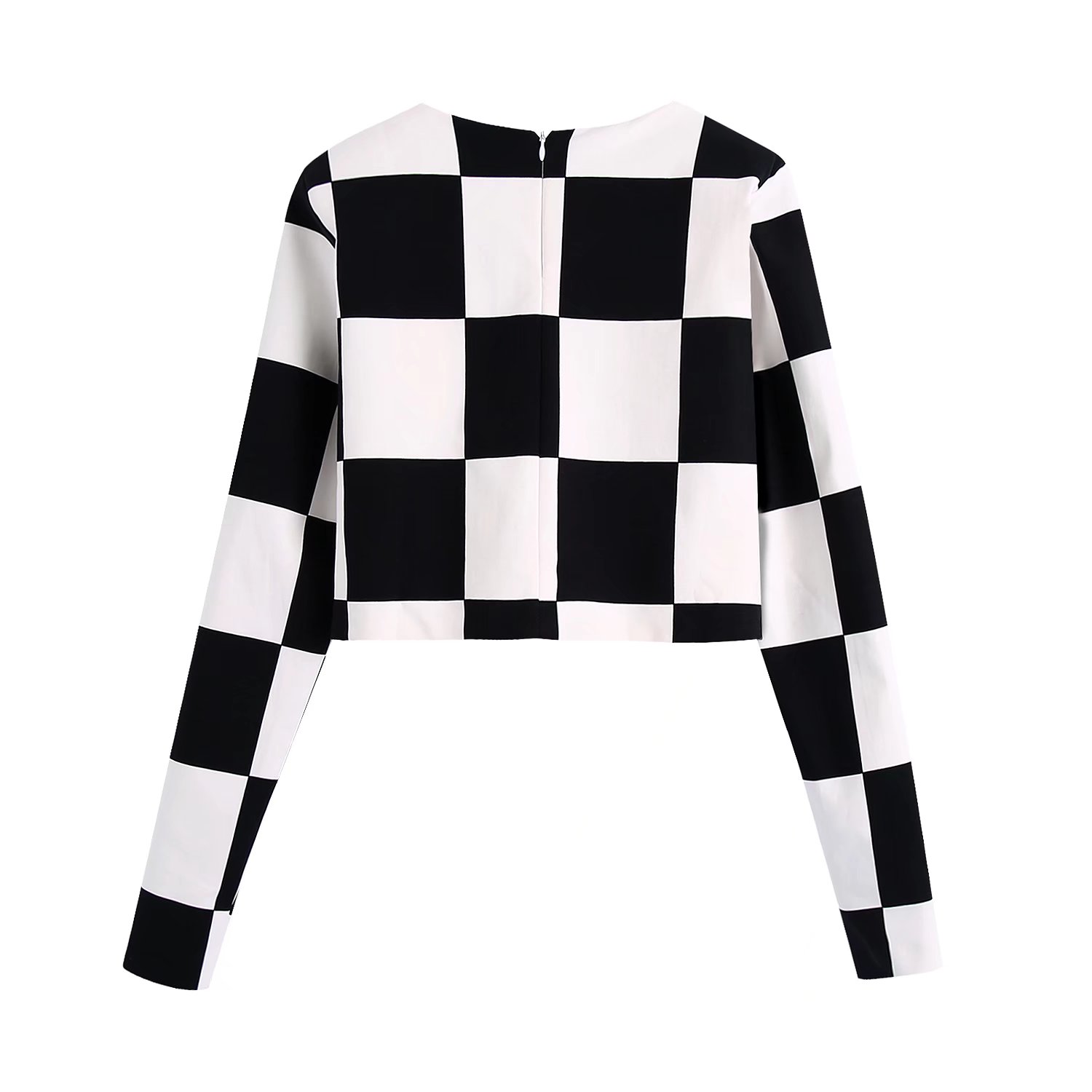 Картинка Топ длинный рукав крупный принт шахматная доска от магазина LonnaMag