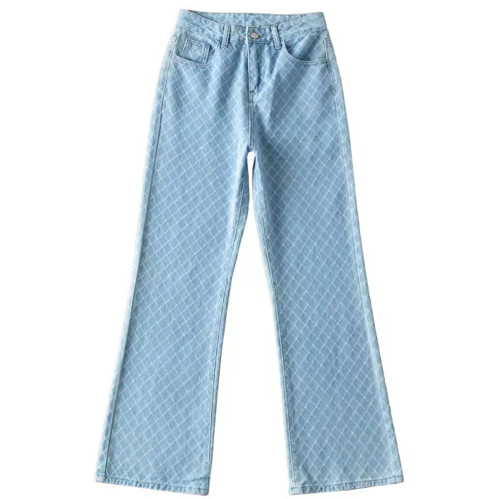 Картинка Джинсы голубые потерные ромбы от магазина LonnaMag