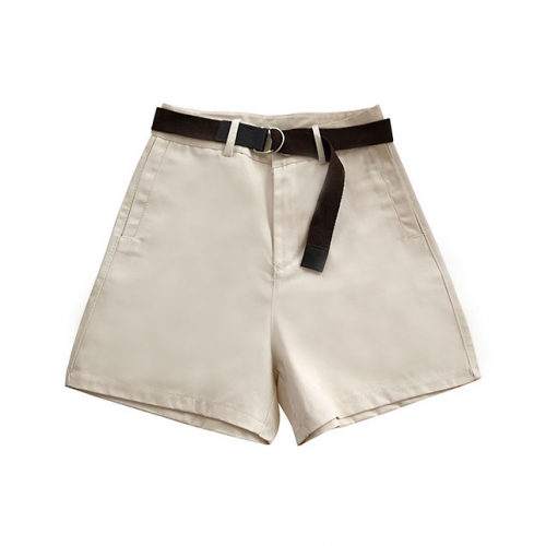 Картинка Высокие ровные шорты + коричневый тканевый пояс от магазина LonnaMag