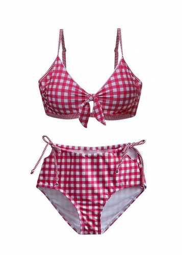 Картинка Купальник раздельный в клетку топ на завязках от магазина LonnaMag