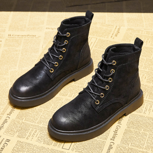 картинка Ботинки затертая замша ровная толстая подошва - теплые от магазина LonnaMag