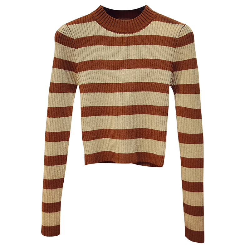 Картинка Водолазка короткая рубчик 2 цвета широкие полосы  от магазина LonnaMag