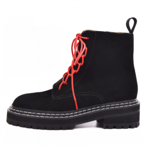 картинка Ботинки из натуральной замши на толстой подошве с белой строчкой от магазина LonnaMag