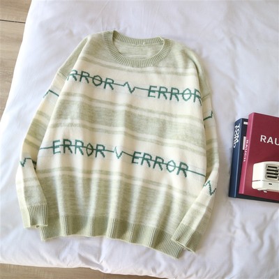 Картинка Свитер oversize вязаный круглый вырез надпись ERROR от магазина LonnaMag