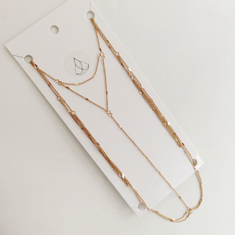 картинка Колье на грудь бикини тонкие цепи с приплюснутым звеном от магазина LonnaMag