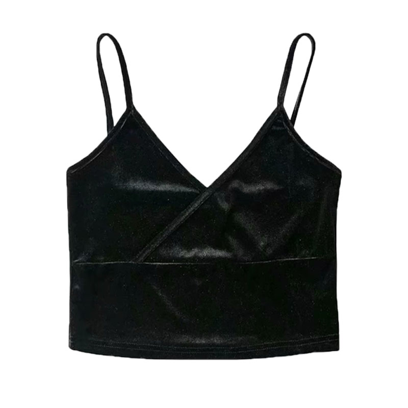 Картинка Топ бархат V вырез тонкие лямки от магазина LonnaMag