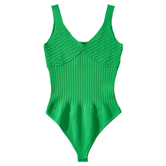 Картинка Боди на груди рельефный узор шов под грудью талия в клетку от магазина LonnaMag