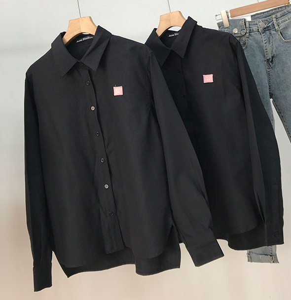 Картинка Рубашка однотонная розовый квадрат смаилик Acne studios от магазина LonnaMag