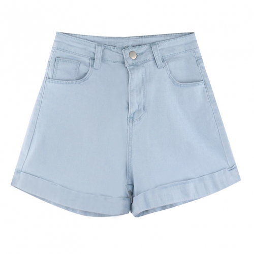 Картинка Шорты джинс в обтяжку с завышенной талией и подворотами от магазина LonnaMag