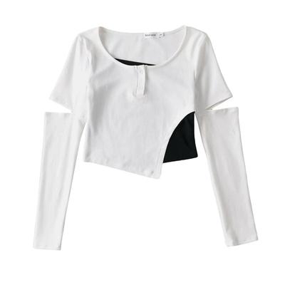 Картинка Топ асимметричный длинный рукав с разрезом от магазина LonnaMag