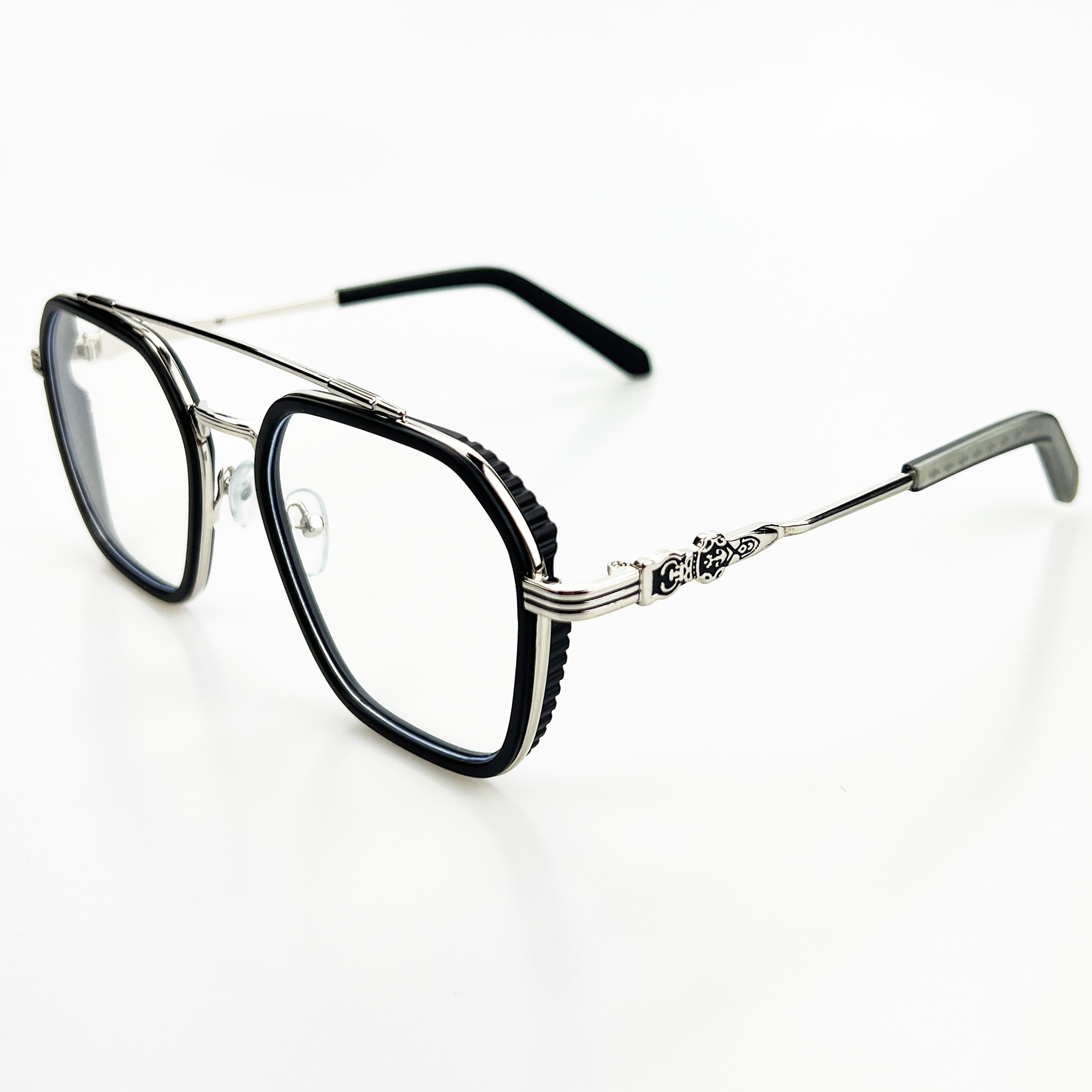 картинка Очки прозрачные квадрат двойная металл перекладина от магазина LonnaMag