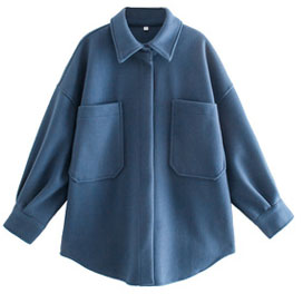 Картинка Рубашка шерстяная oversize однотон на кнопках 2 больших кармана на груди от магазина LonnaMag