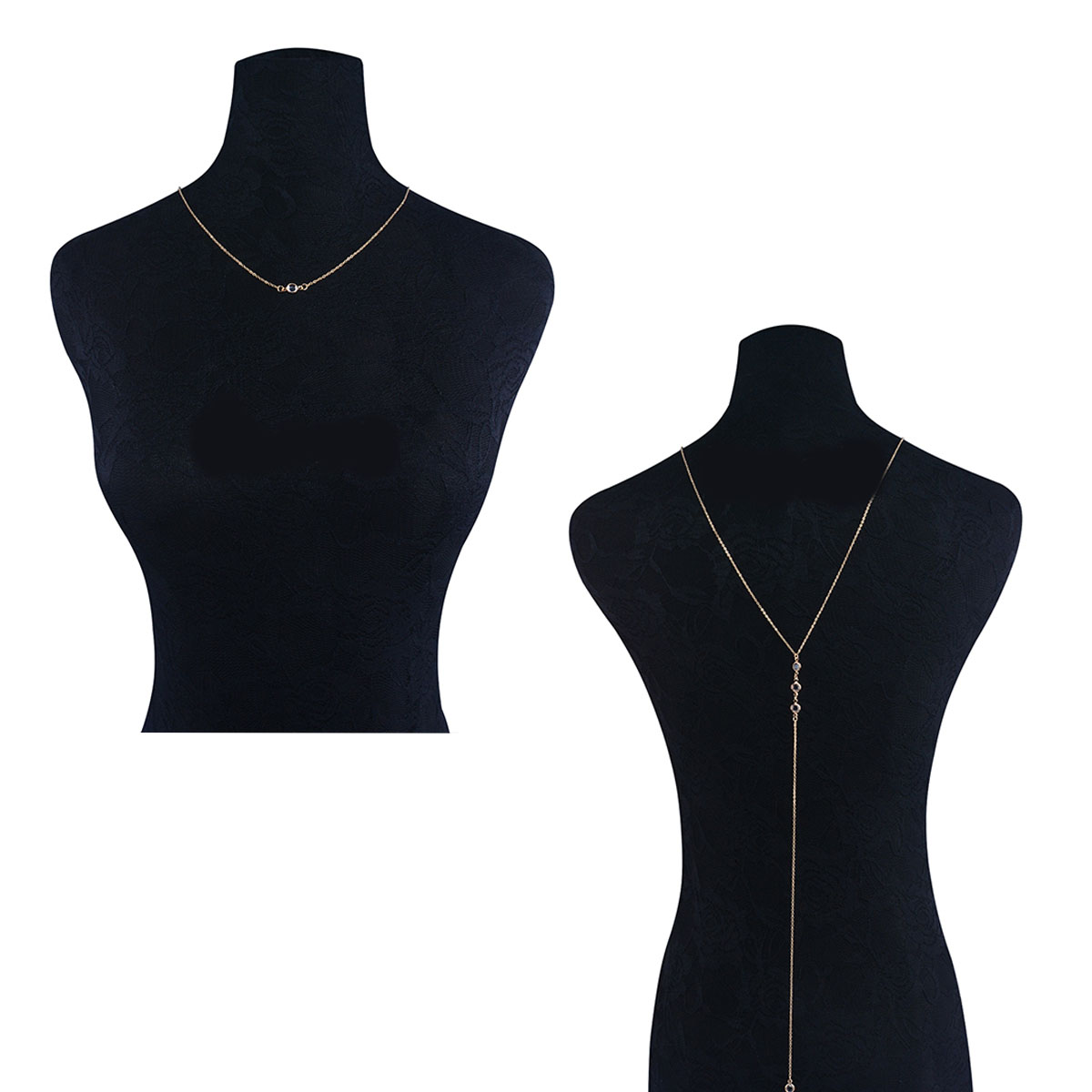 картинка Ожерелье на спину 3 белых круглых страза 1 на конце от магазина LonnaMag