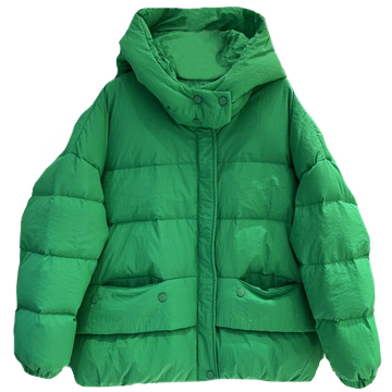 Картинка Пуховик короткий oversize спущен шов на рукаве прорезные карманы + 2 кнопки в цвет  от магазина LonnaMag