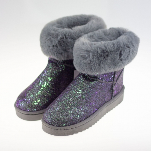 картинка Угги средние блестки сверху меховая оторочка от магазина LonnaMag