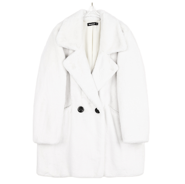 Картинка Шуба плюшевая 2 черные пуговицы подклад в цвет  от магазина LonnaMag