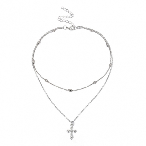 картинка Колье металл из двух цепочек с крестиком от магазина LonnaMag