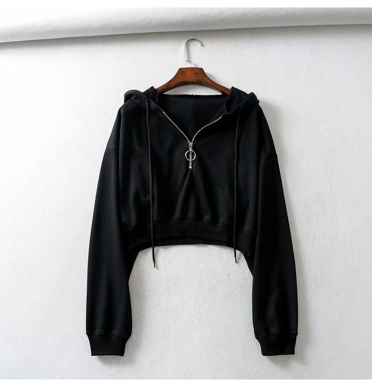 Картинка Худи укороченное с капюшоном серебряный замок с кольцом от магазина LonnaMag