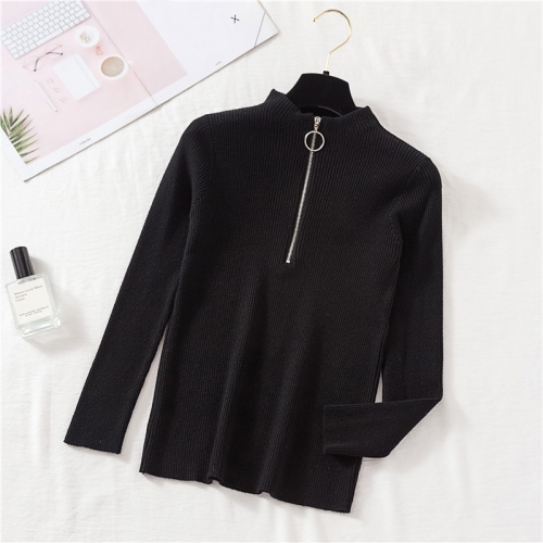 Картинка Свитер в мелкий рубчик молния с кольцом на вороте от магазина LonnaMag