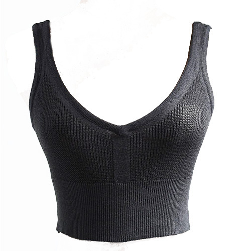 Картинка Топ короткая майка черный трикотаж полоса по середине от магазина LonnaMag