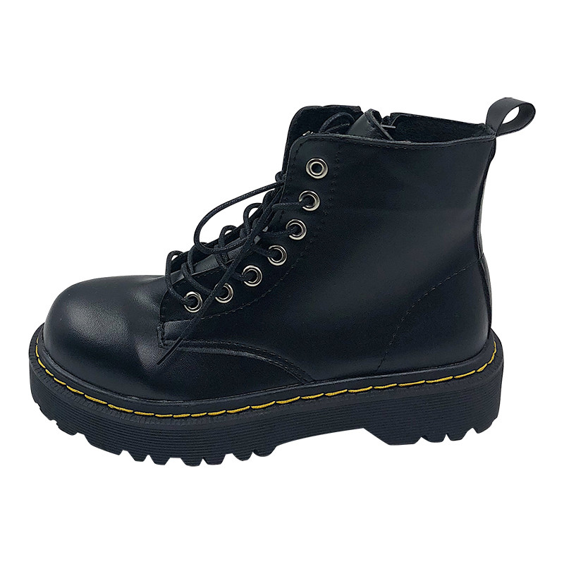 картинка Ботинки Martin шнуровка сбоку замок по краю подошвы прошит желтый пунктир от магазина LonnaMag