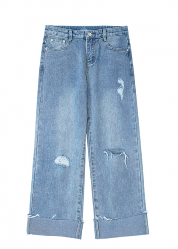 Картинка Джинсы прямые широкие с подворотом от магазина LonnaMag