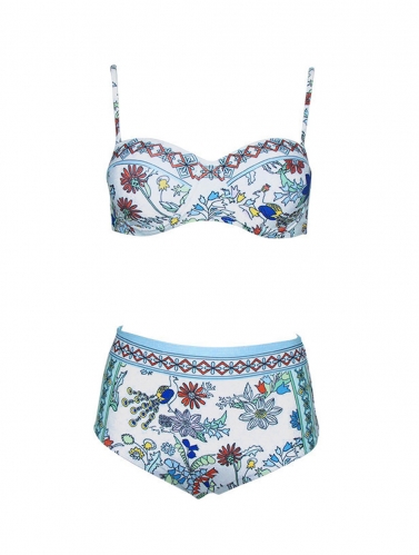 Картинка Купальник раздельный бандо принт павлин от магазина LonnaMag