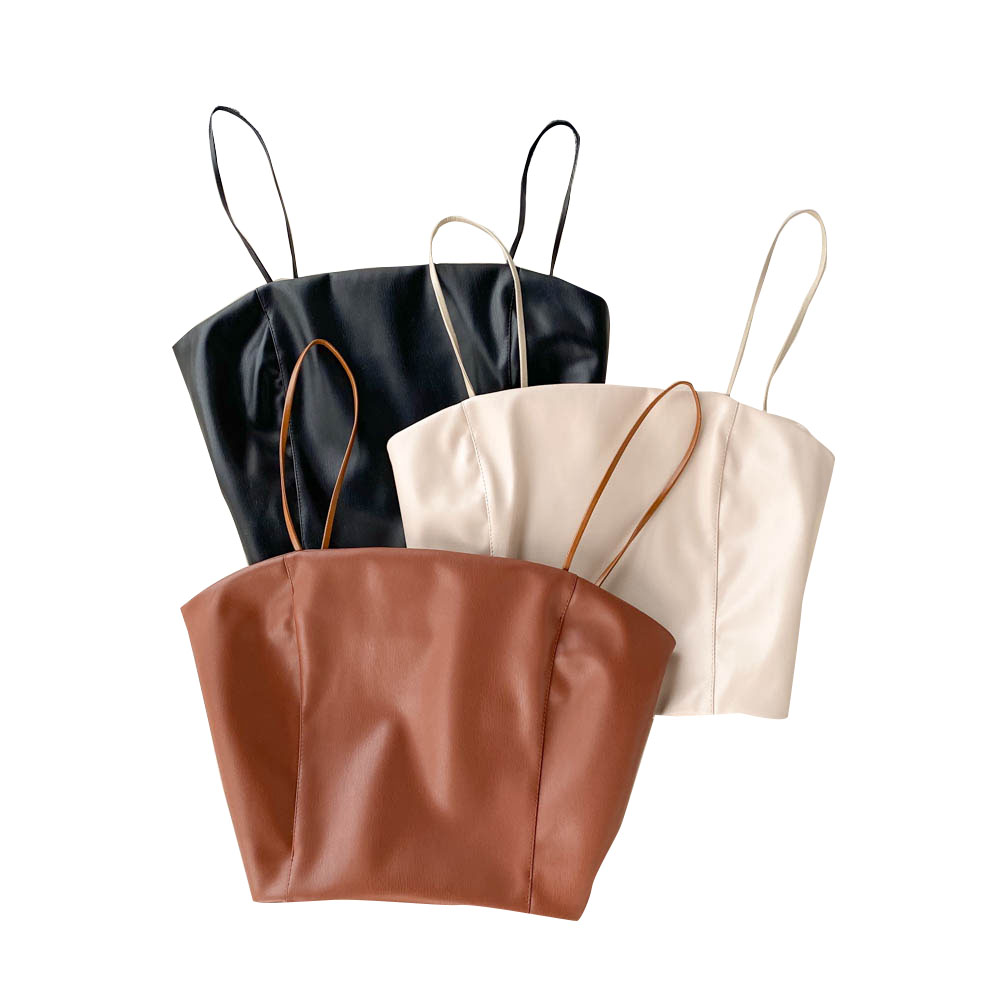 Картинка Топ эко кожа тонкие лямки сбоку замок верх полукругом от магазина LonnaMag