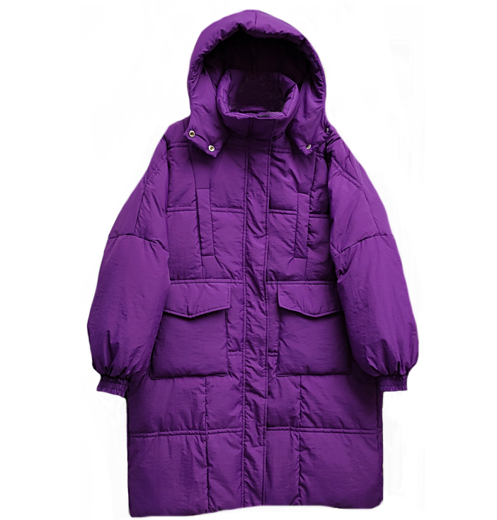 Картинка Пуховик длинный oversize с капюшоном 2 вертикальных шва на спине от магазина LonnaMag