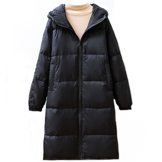 Картинка Пуховик длинный на молнии с капюшоном на спине по середине шов от магазина LonnaMag