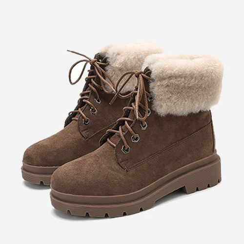 картинка Замшевые полусапоги на шнуровке сверху мех от магазина LonnaMag