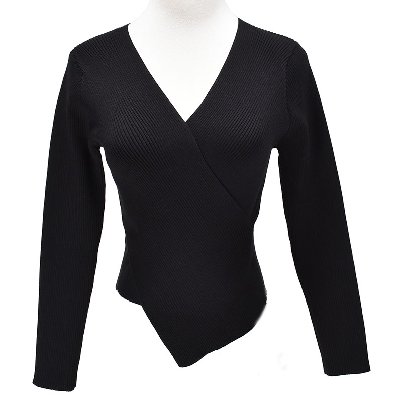 Картинка Топ трикотаж длинный рукав грудь на запах углом снизу от магазина LonnaMag