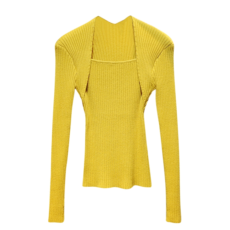 Картинка Джемпер в рубчик длинный рукав широкий вырез спереди как накидка  от магазина LonnaMag