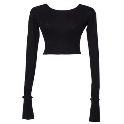 Картинка Топ круглый вырез удлиненный рукав с рюшей на манжете от магазина LonnaMag