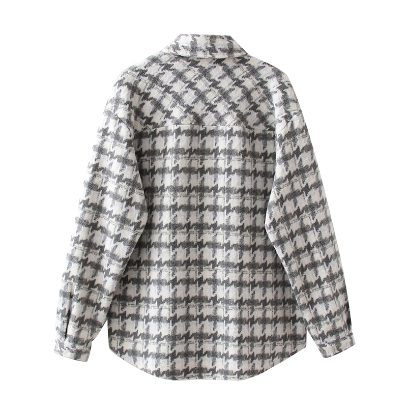 Картинка Рубашка куртка теплая шерсть серая гусиная лапка серебряные пуговицы от магазина LonnaMag