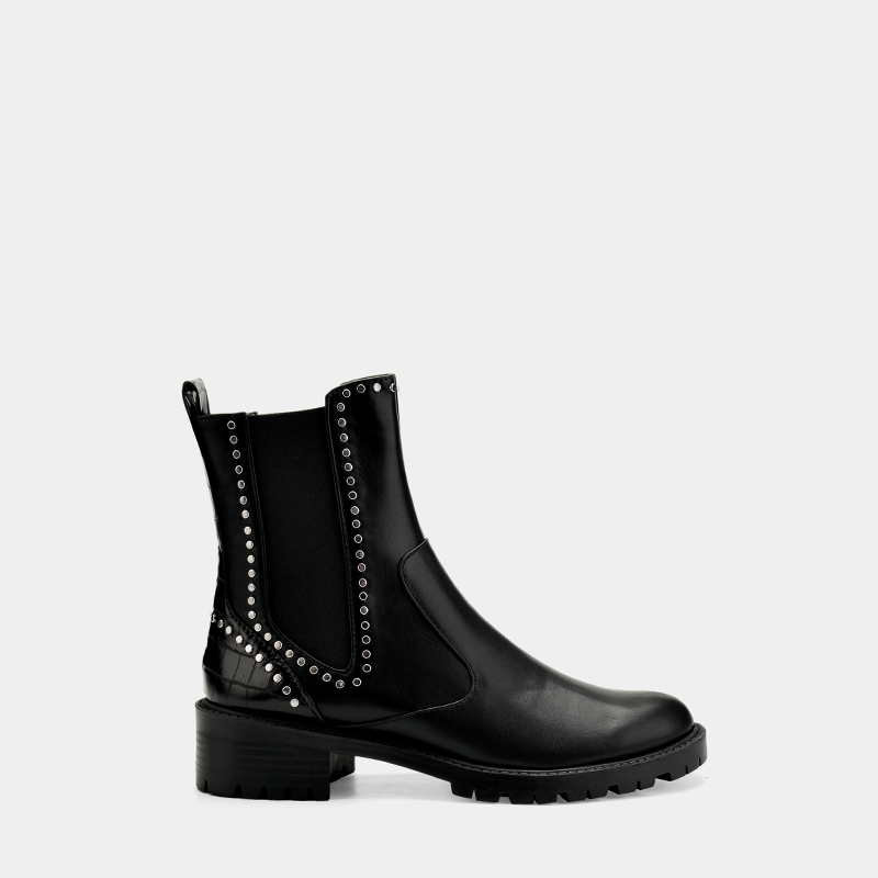 картинка Ботинки челси толстый каблук по бокам резинки+заклепки от магазина LonnaMag