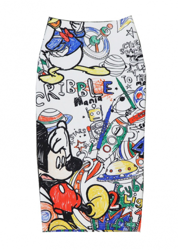 Картинка Юбка карандаш детские рисунки Микки Маус от магазина LonnaMag