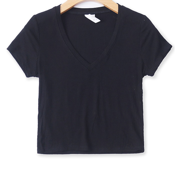 Картинка Футболка топ V-вырез рубчик от магазина LonnaMag