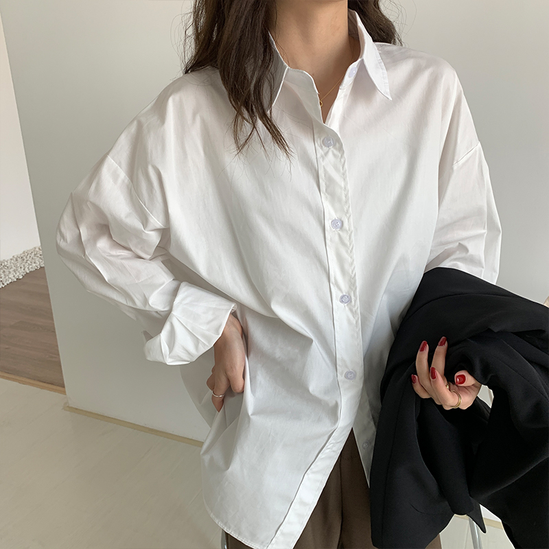 Картинка Рубашка широкая oversize 128 см в груди пуговицы в цвет от магазина LonnaMag