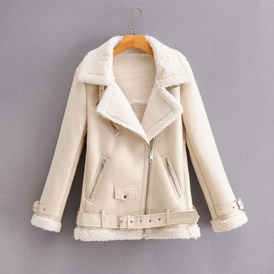 Картинка Дубленка 3 молнии + нашивка с кнопкой ремени + пояс от магазина LonnaMag